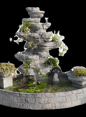 大型户外庭院假山流水摆件阳台鱼池喷泉水泵循环水风水轮装饰造景