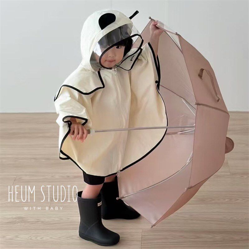 韩国ins儿童雨衣宝宝斗篷连帽雨披幼儿园男童女童带书包位防雨服