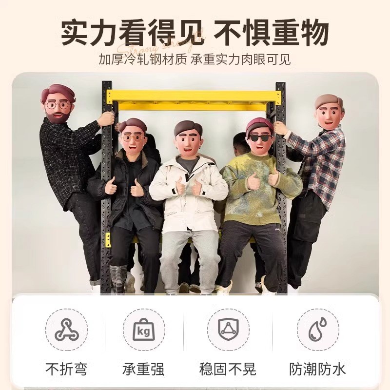 衣帽架置物架挂衣杆货架家用收纳衣服整理卧室衣柜多层钢制落地式