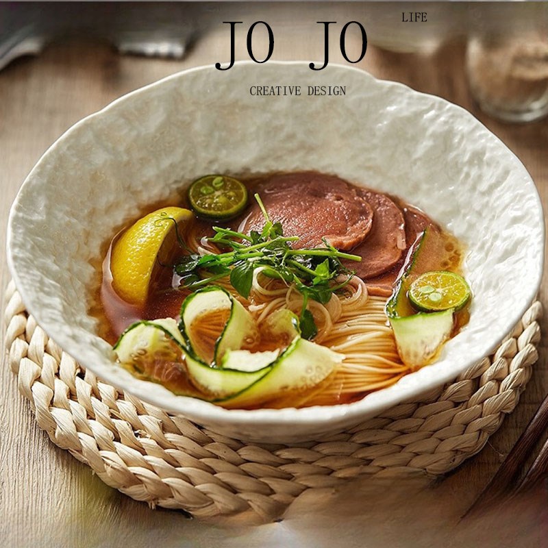 JOJO汤碗斗笠沙拉碗泡面碗岩石纹家用大号创意陶瓷高级感特色餐具