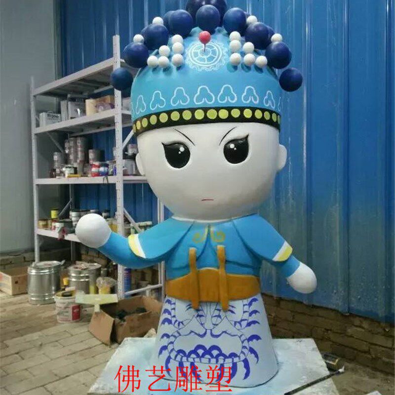 定制玻璃钢戏曲国粹卡通人物雕塑儿童乐园戏剧院脸谱商场装饰摆件