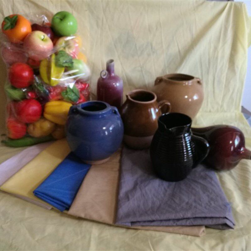 教具美术用品画材 陶瓷器静物陶罐衬布蜡果组合素描套装 包邮