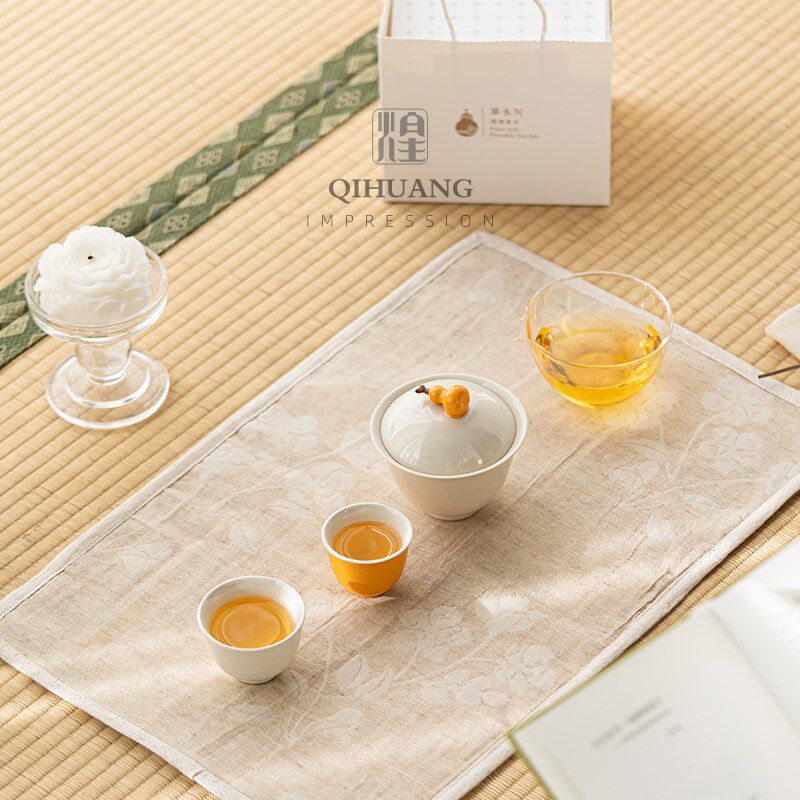 礼品葫芦便携草木灰旅行功夫茶具套装耐热玻璃陶瓷快客杯一壶二杯