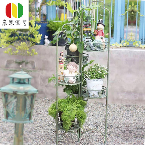 做旧铁艺花架客厅户外庭院多层折合阳台多肉绿萝花盆架落地置物架