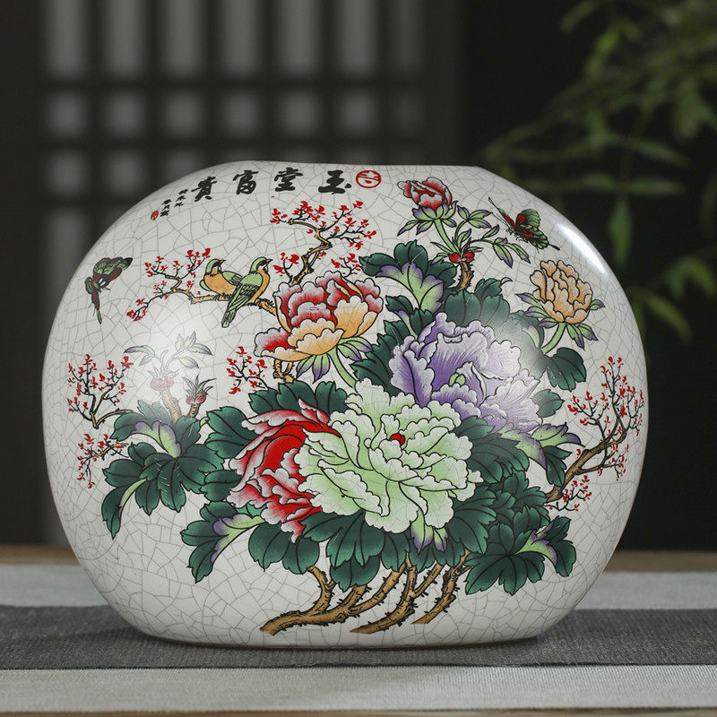 景德镇陶瓷花瓶摆件客厅插花仿古官窑花器中式家居装饰品瓷器瓶子
