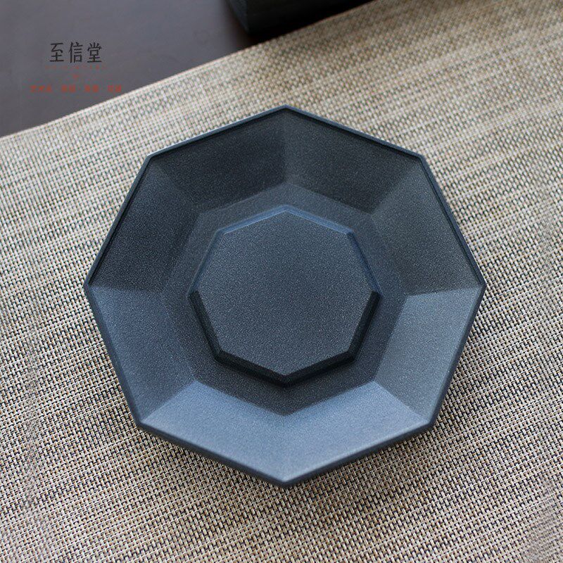 至信堂 整块天然乌金石简约中式壶承石头干泡台小茶盘茶托托盘