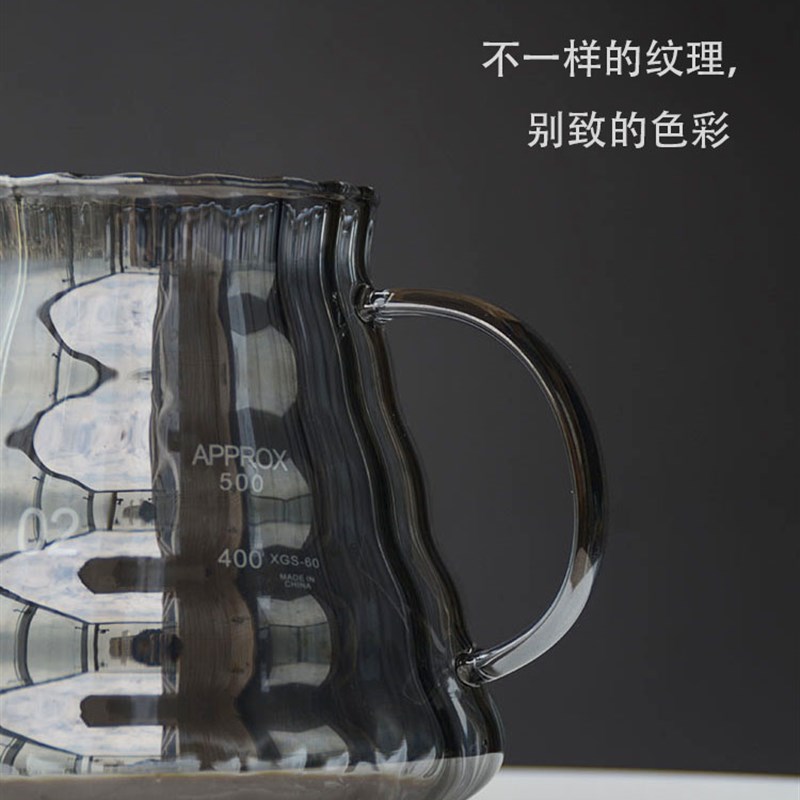 手冲咖啡壶套装v60螺旋滤杯家用日式竖纹耐热玻璃分享壶 手冲器具