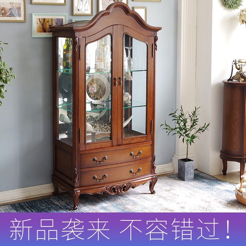 美式乡村实木电视柜边柜欧式酒柜组合客厅储物背景墙家具组合套装
