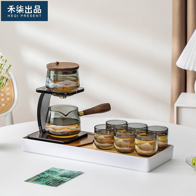 禾柒出品玻璃自动功夫茶具套装家用高档茶壶茶杯懒人泡茶神器礼盒