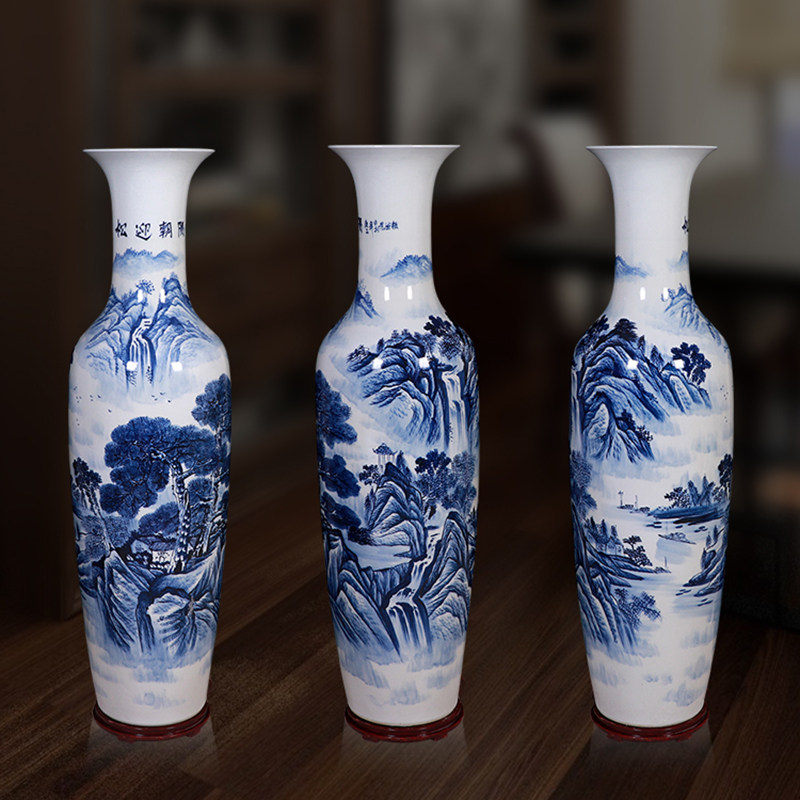 景德镇陶瓷落地大花瓶家居中式客厅电视柜玄关装饰摆件开业插花瓶