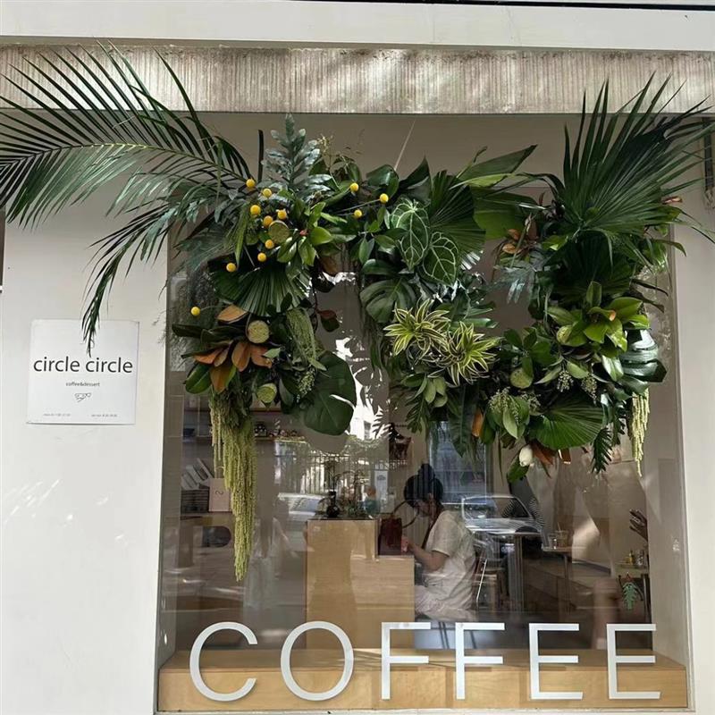 森系仿真绿植造景植物绣球蝴蝶兰咖啡店服装店氛围布置门头墙装饰