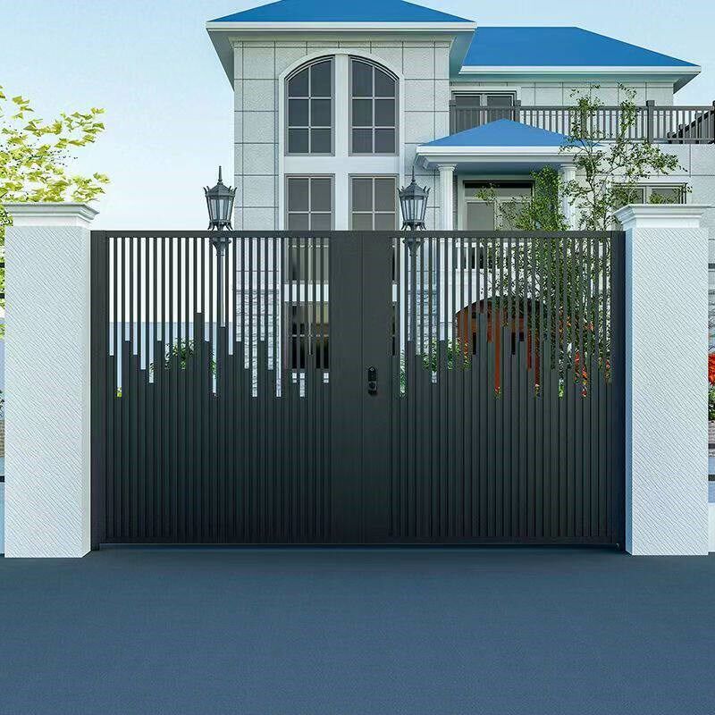 现代铁艺大门别墅双开庭院门自建房铝合金花园门户外不锈钢子母门