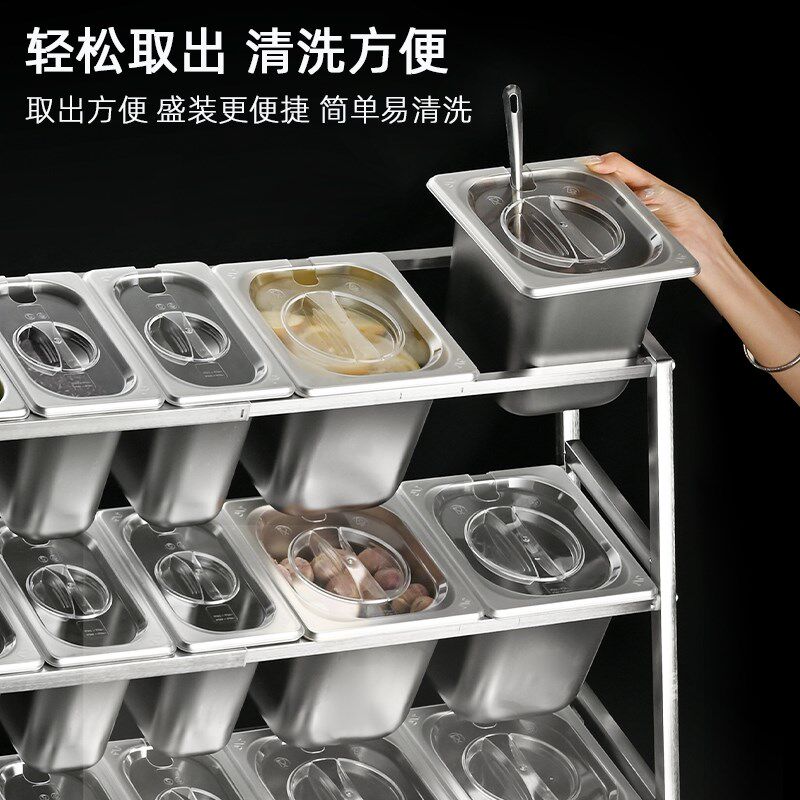 加长多层不锈钢份数盆架奶茶餐饮店调料盒套装小料盒分格带高低架