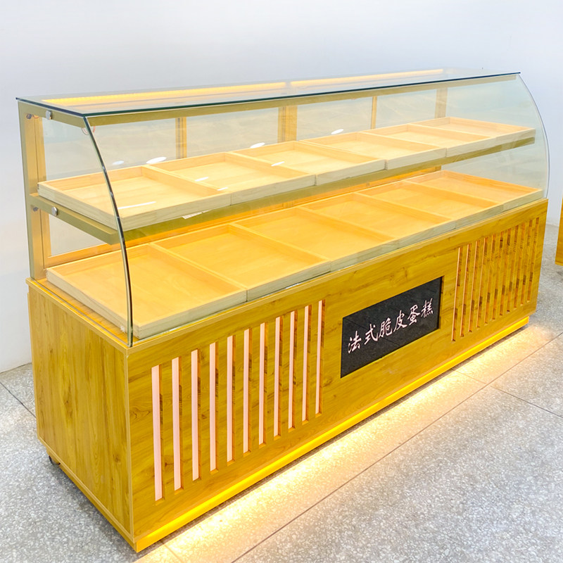 糕点柜面包柜弧形展示柜商用烘焙桃酥柜蛋糕柜可推拉面包玻璃柜