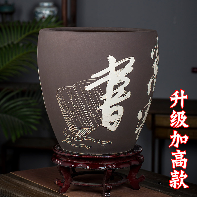 中国风陶瓷水缸庭院种树养花大号青花荷花缸底部有孔家用花盆
