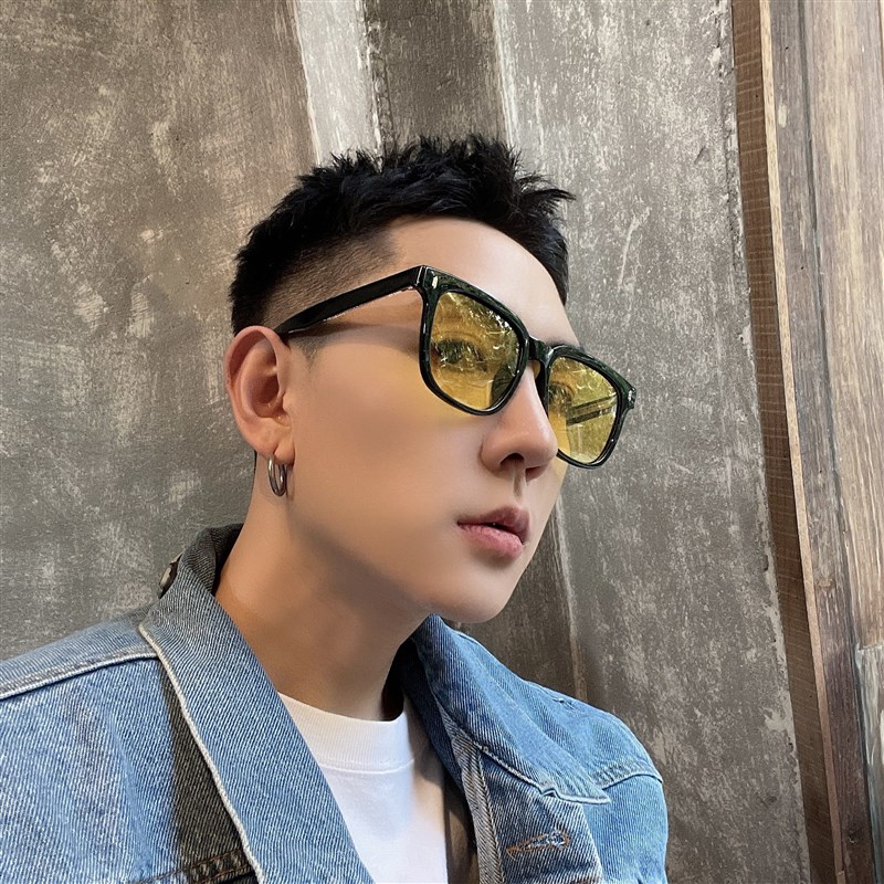 韩版黄色太阳眼镜太阳眼镜女夏偏光方形2022年新款潮男网红眼镜大