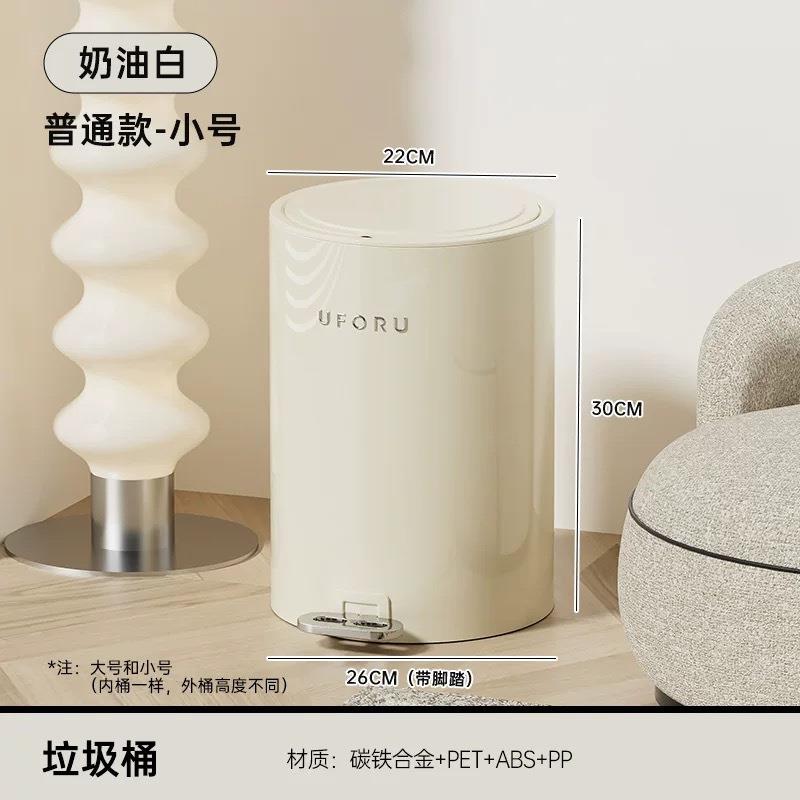 圆形脚踏垃圾桶家用大容量厕所厨房客厅带盖铁艺可回收静音开合图片