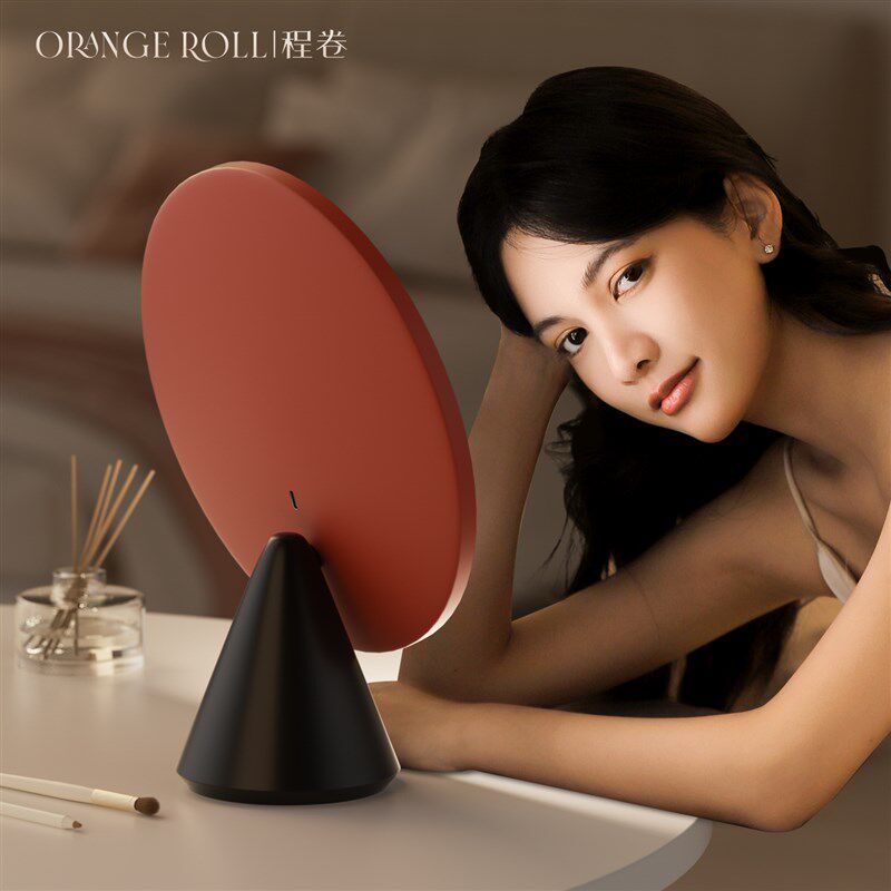 ORANGEROLL大圆镜智能化妆镜led带灯桌面台式美妆化妆台镜子补光