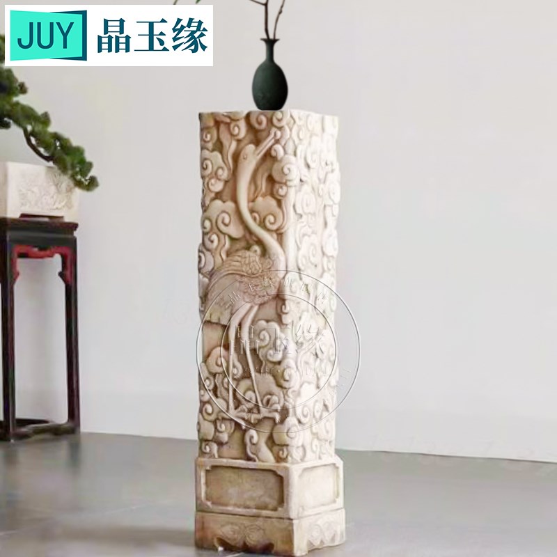 石雕拴马桩青石汉白玉庭院园林展示柱仿古仙鹤石头柱摆件造景包邮