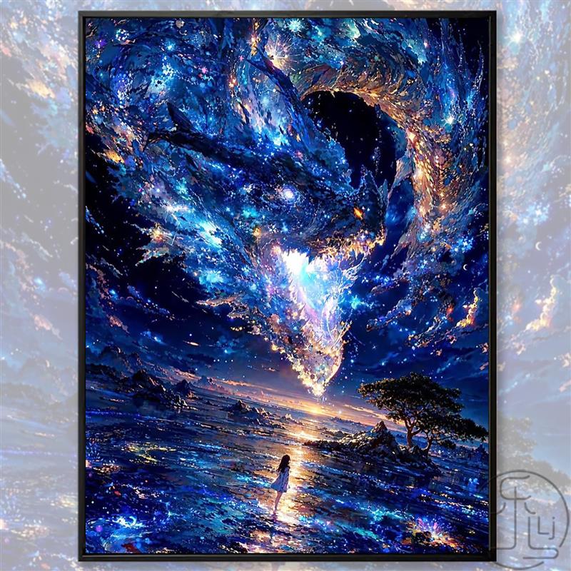 苍穹巨龙满钻风景钻石画卧室