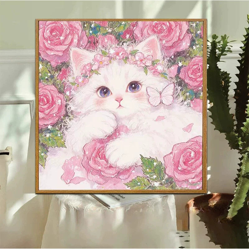 玫瑰猫咪钻石画2026新款满钻