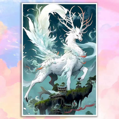 山海经神兽钻石画带相框解压