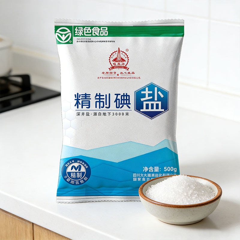 四川精制家用食用盐500g深井盐加碘炒菜盐含碘食盐矿盐商用细盐