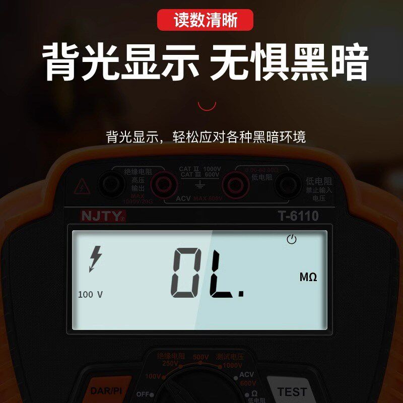 T6125高精度绝缘电阻测试仪摇表数字兆欧表电工200G2500V绝缘表