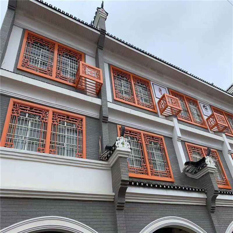 仿古铝合金窗花外墙装饰铝格栅隔断花格防盗网中式铝艺古建筑屏风