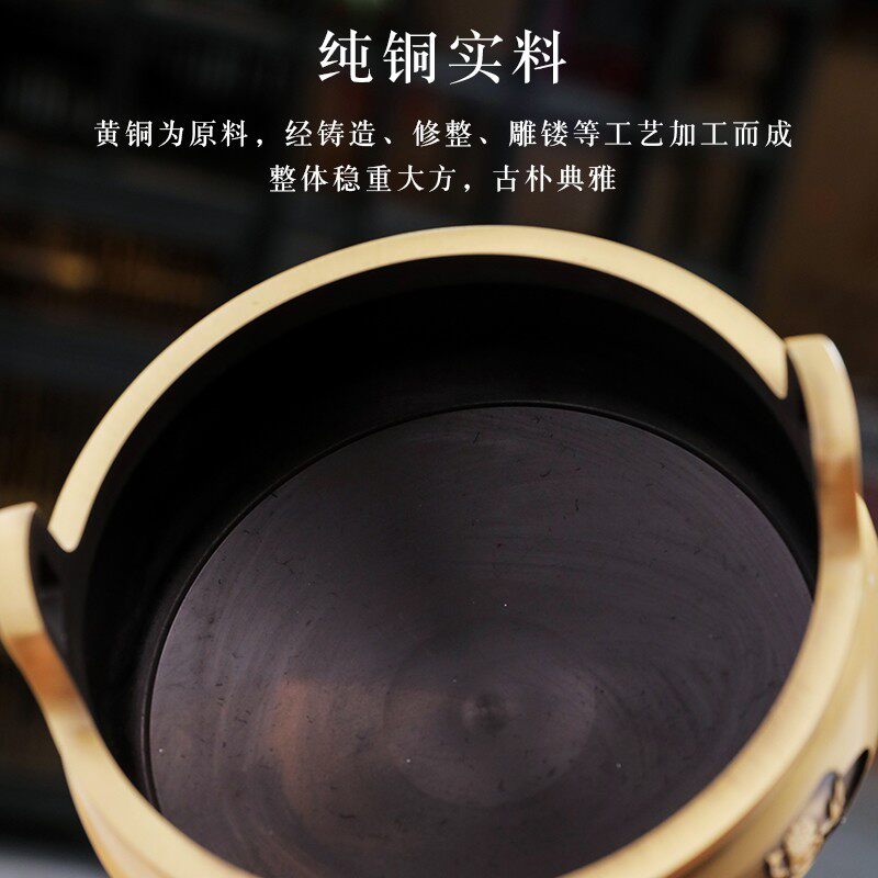 铜香炉纯铜家用室内供奉炉供佛檀香炉烧线香炉祭祀熏香大号宣德炉
