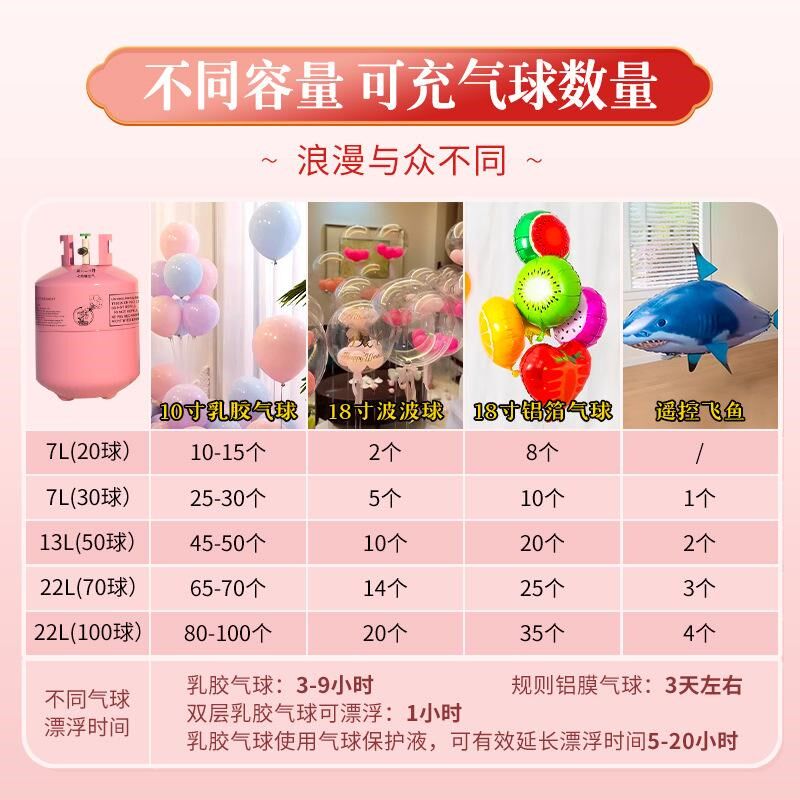 氦气罐气球打气小瓶氮气充气飘空铝膜氨气家用铝箔桶筒生日大