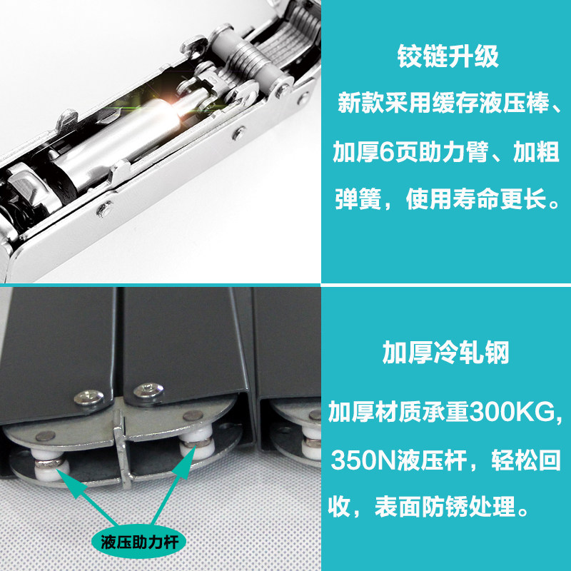 上翻式隐藏折叠桌餐桌五金配件多功能隐形可伸缩书桌酒柜推拉轨道