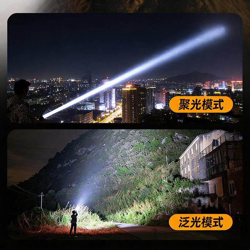 聚光26650变焦白激光强光远射手电筒超亮调光大功率LED户外充电大