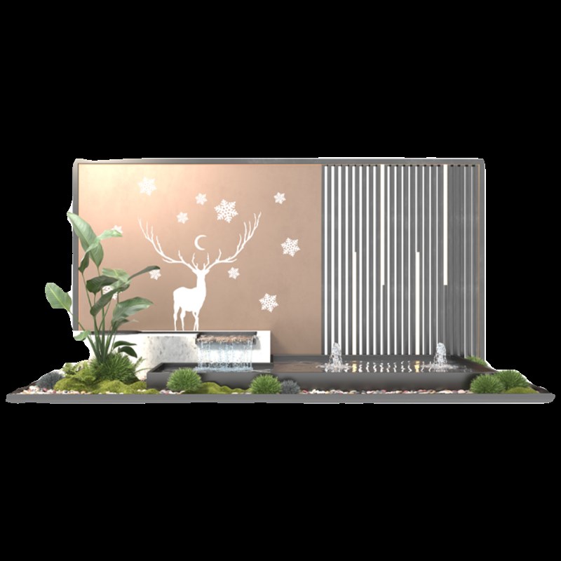 铝合金庭院隔断墙屏风流水墙别墅园林室外水幕墙影壁墙入户迎门墙