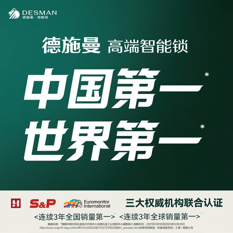 德施曼密码锁指纹锁家用防盗门3D人脸识别智能锁感应锁R9臻享版