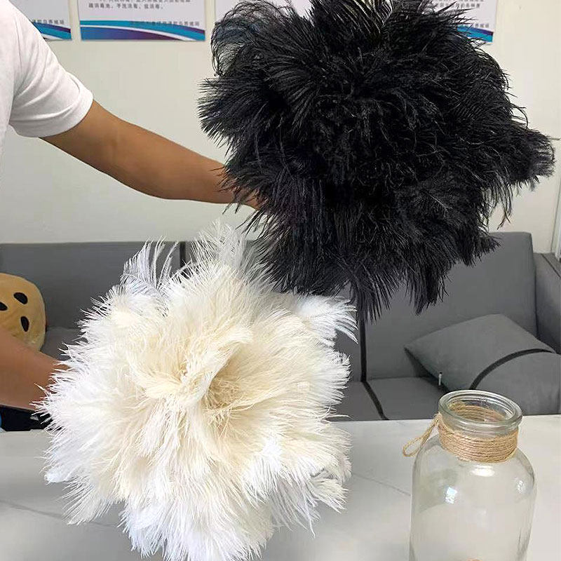 高档白色鸵鸟毛掸家用车用装饰清洁扫灰鸡毛掸子不掉毛白色除尘掸