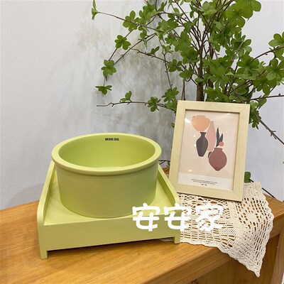 宠物餐桌彩色木架ins风手工款宠物碗架BD系列6.5寸护脊宠物碗支架