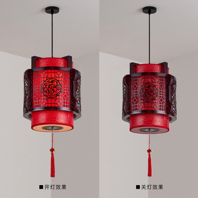 中式仿古羊皮灯笼复古乔迁大红灯具阳台饭店火锅店喜庆装饰小吊灯
