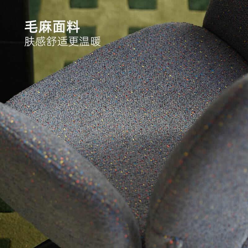 北欧复古布艺餐椅轻奢小户型家用扶手靠背椅子转椅舒适久坐凳子