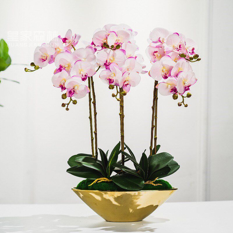 高端仿真蝴蝶兰花假花卉插花艺室内客厅桌面前台摆件装饰摆设盆栽