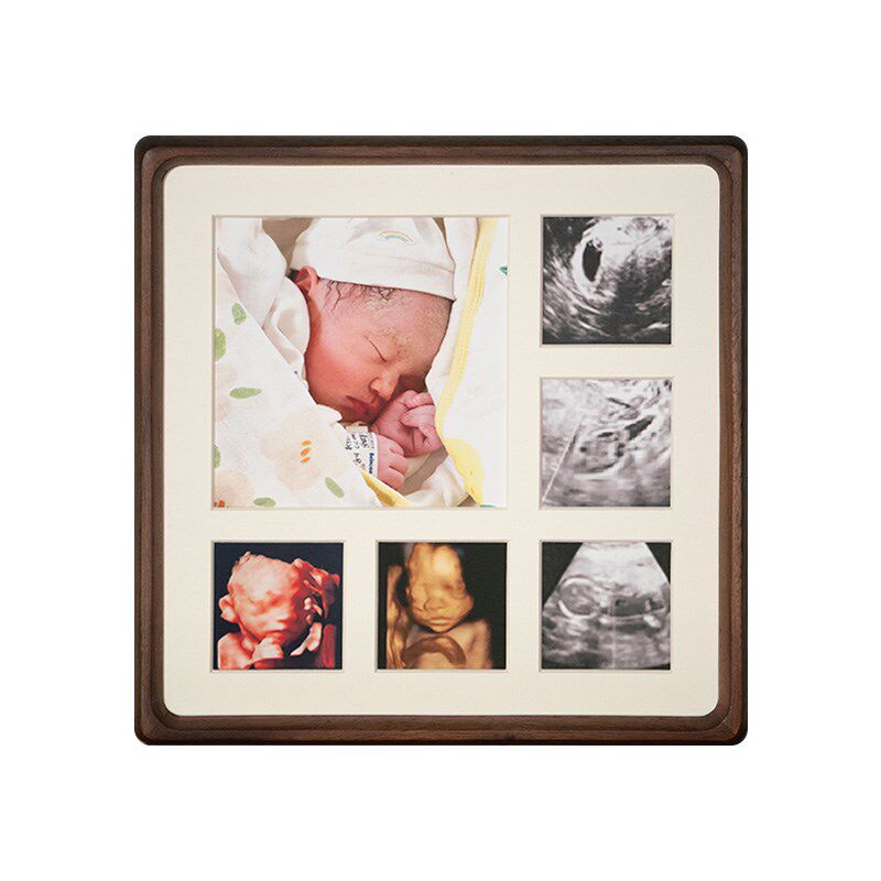 实木相框摆台高级感diy定制打印宝宝B超照片情侣婚纱照黑胡桃画框