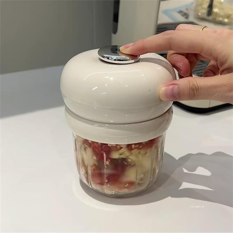蒜泥打蒜器电动家用辅食机婴儿宝宝料理机电动大容量不锈钢捣蒜器图片