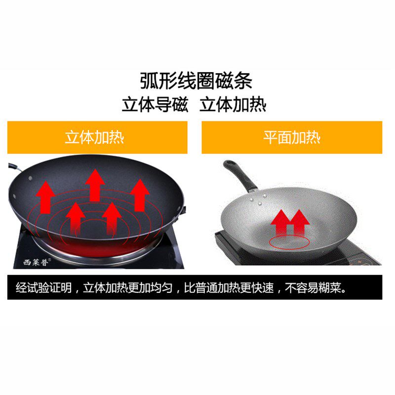 好日子凹面电磁炉家用3000W炒菜老人用商住电池灶旋钮步克电磁炉