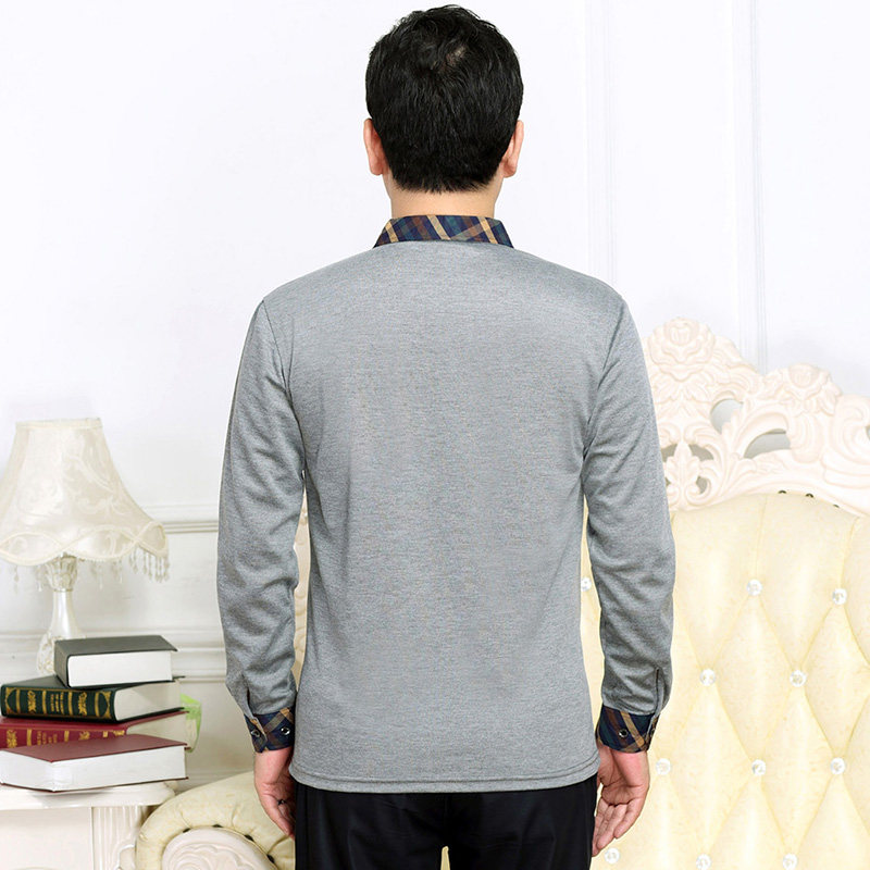 秋装中年男士长袖t恤衫 翻领中老年男装上衣休闲pool打底衫爸爸装