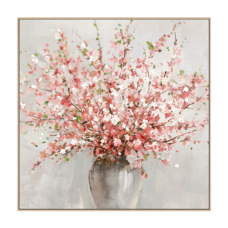 纯手工绘画静物花瓶过道入户玄关挂画美式客厅餐厅装饰画油画单幅