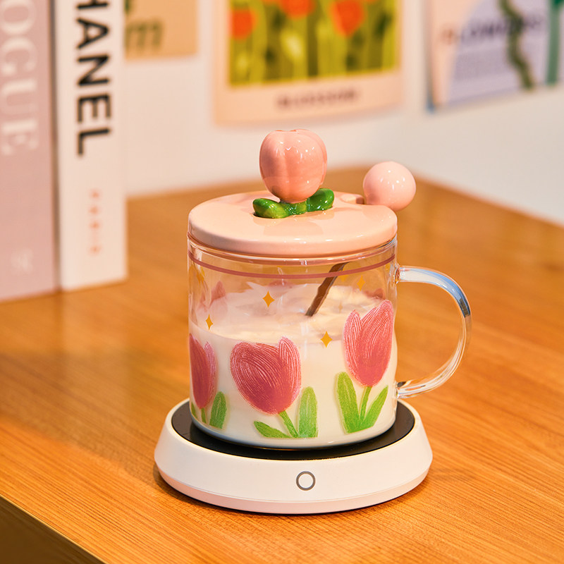 热牛奶专用玻璃杯耐高温学生冲奶粉喝的杯子成人微波炉可加热底座