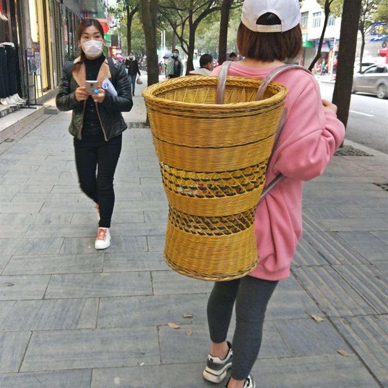 贵州纯手工竹编背篓 背篼 精品背筐 缕空花 背娄 凉背娄 小孩背娄