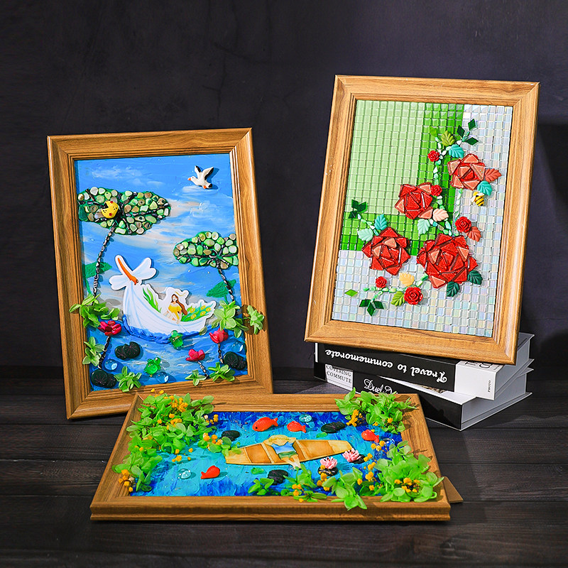 油画diy填充装饰画手工画材料包马赛克儿童手工奶油胶diy材料