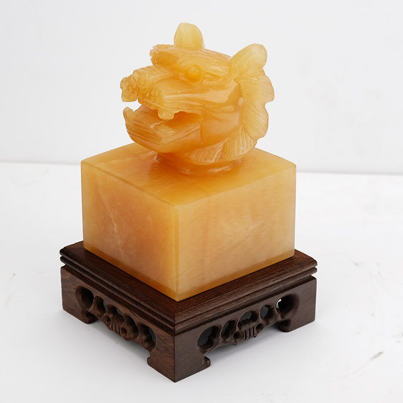 天然玉石玉玺印章摆件黄玉虎头印生肖虎金虎纳福帅印官印雕刻工艺