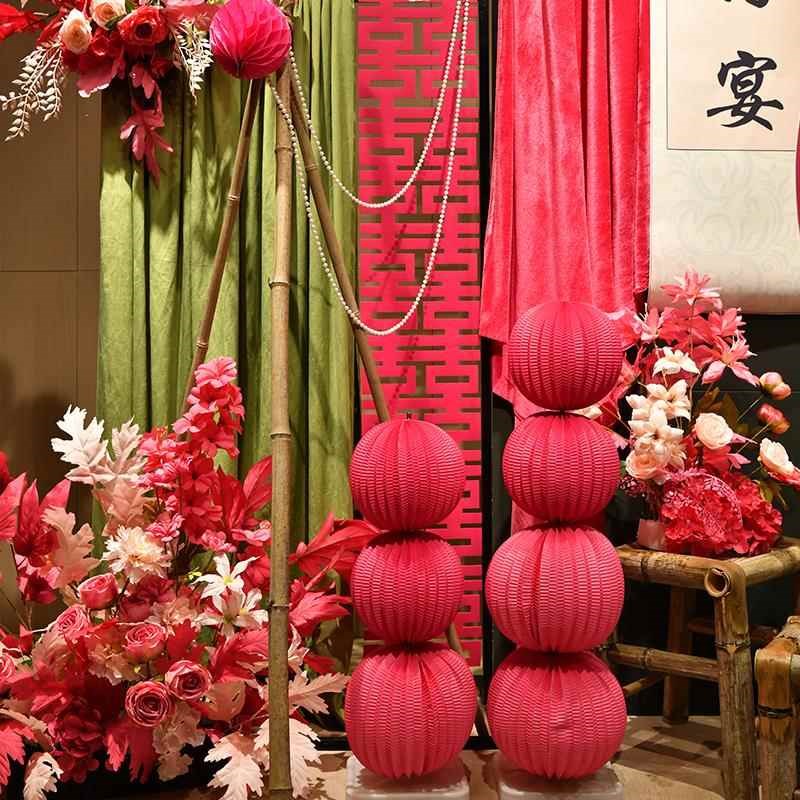 新中式南洋风订婚出阁结婚装饰背景墙定制kt板酒店订婚宴布置